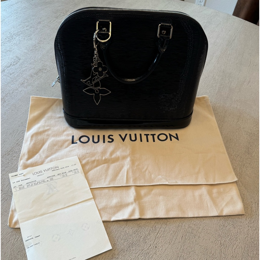 Authentic Louis Vuitton Alma PM Electric Epi Leather Bag Black